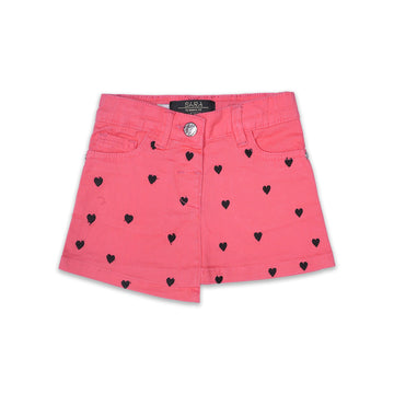 Stunning Girls' Peach Heart Print Skirt