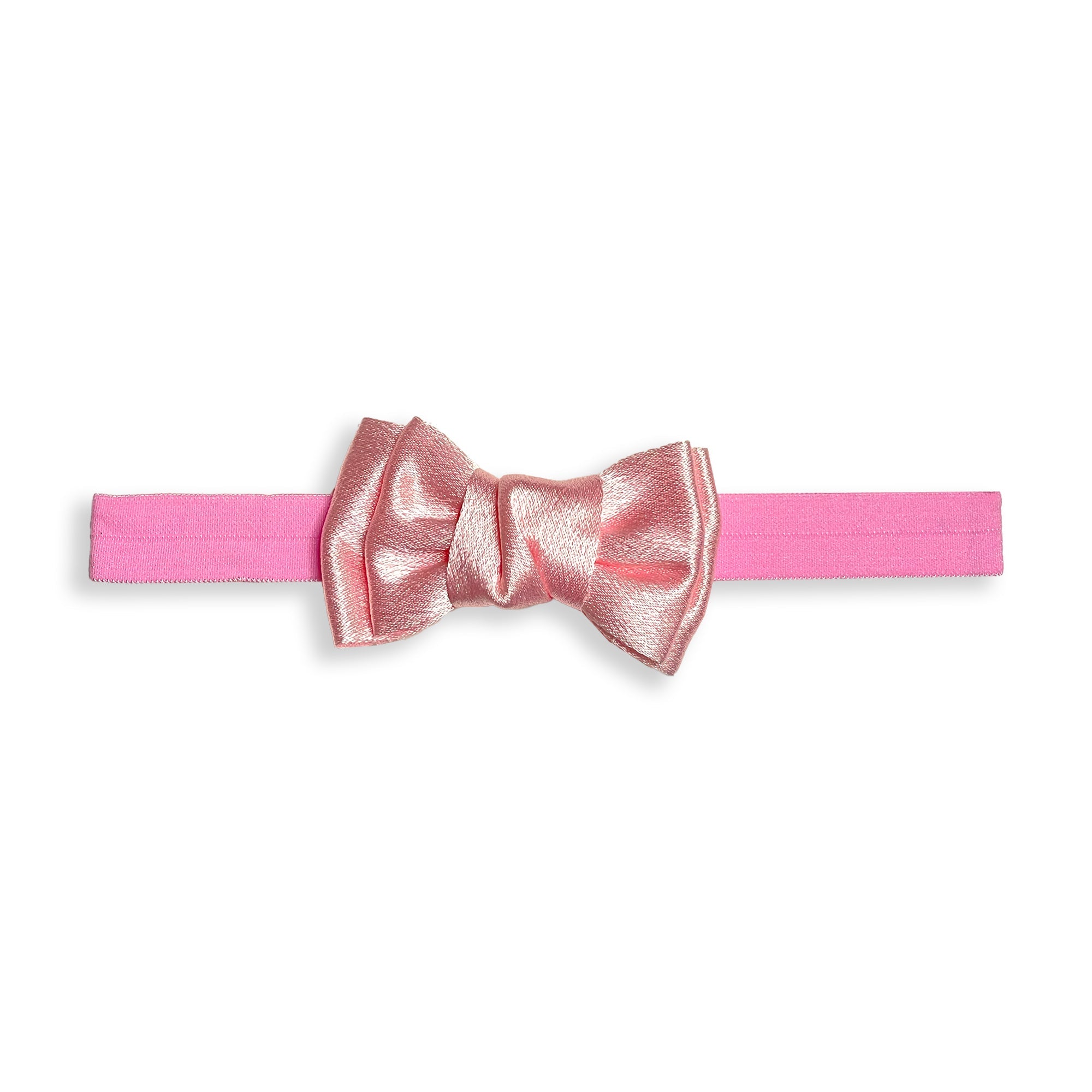 Bright Pink Ribbed Baby Headband with Shimmering Bow