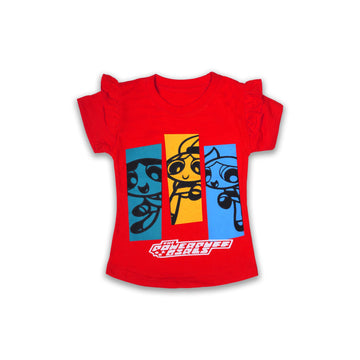 Powerpuff Girls Girls' orange Graphic T-Shirt with Ruffled Sleeves