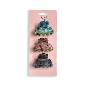 Set of Three Mini Claw Hair Clips