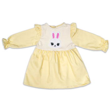 Baby Girls' Yellow Bunny Appliqué Frock