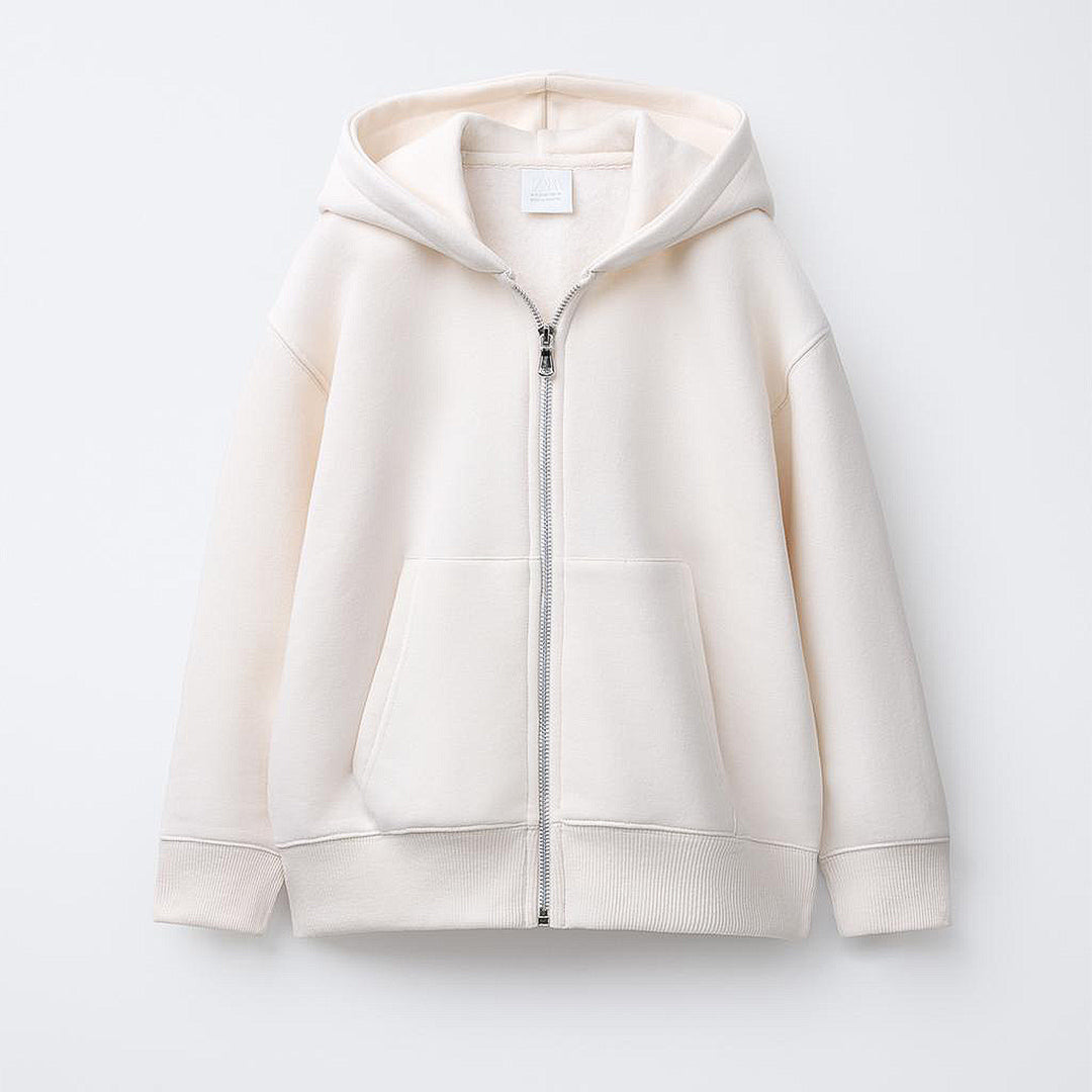 Cozy Oversized Zip-Up Hoodie in Cream