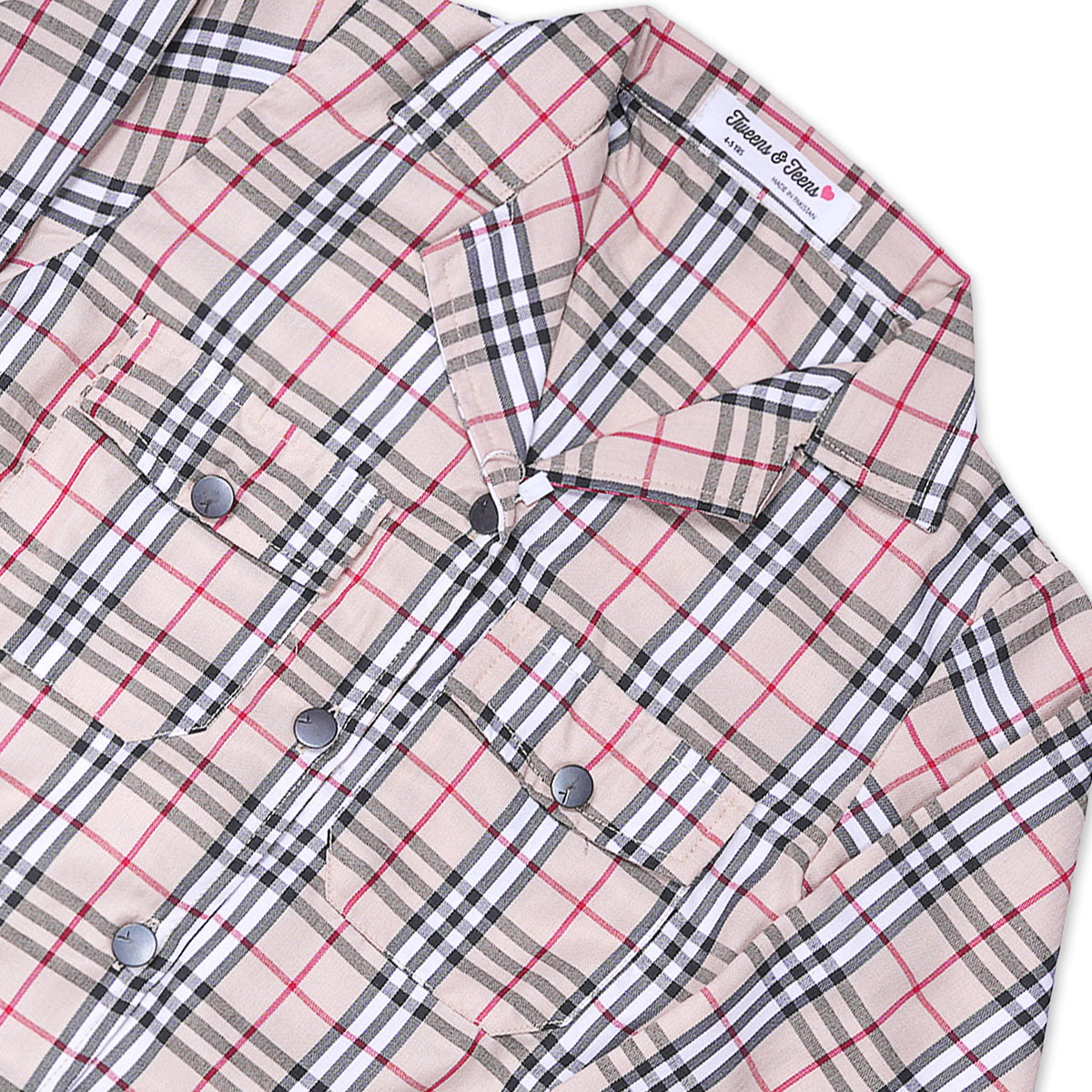 Plaid Button-Down Shirt with Chest Pockets