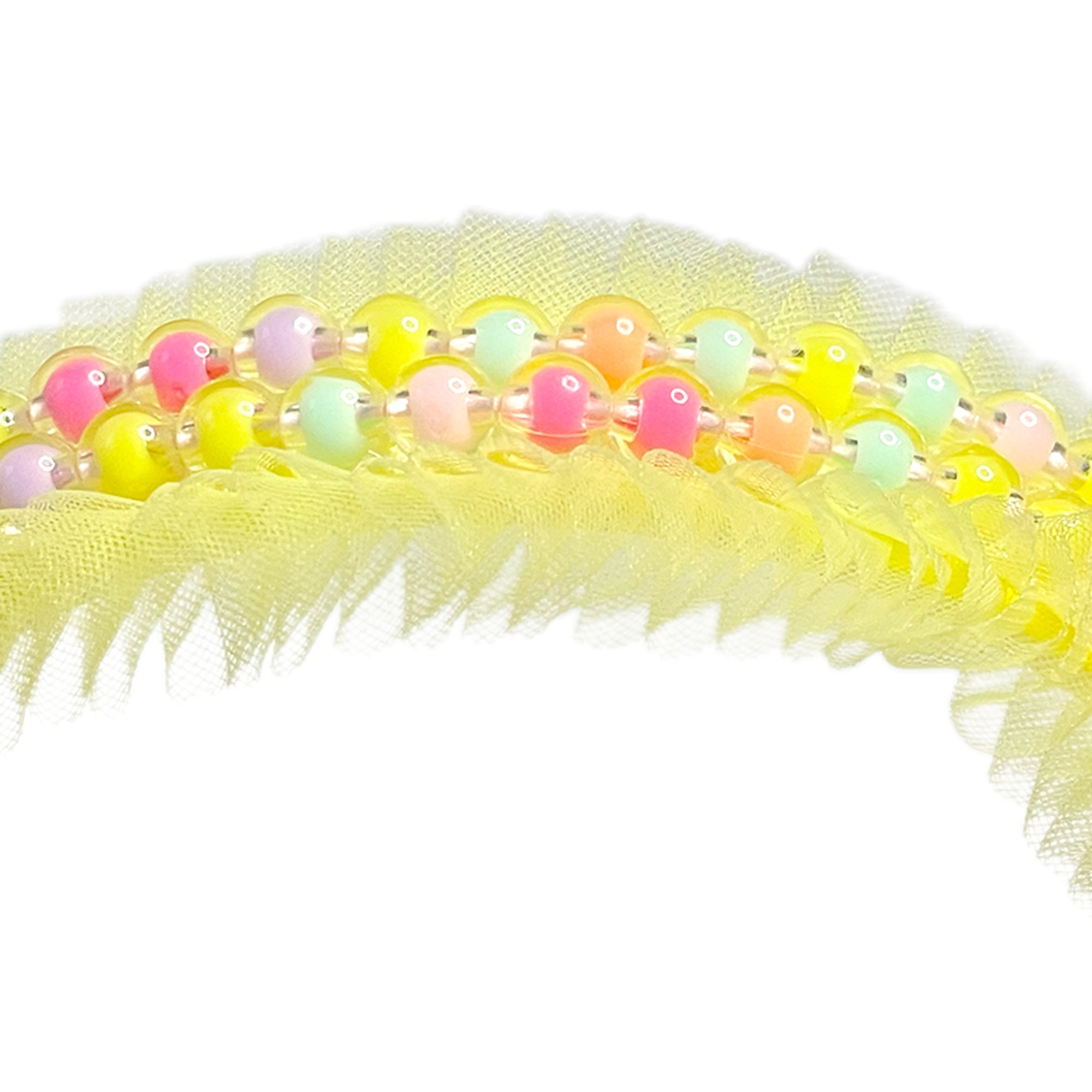 Lemon Sorbet Pearl & Feather Hairband