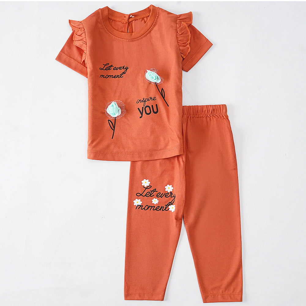 Girls' Ruffle Sleeve Floral Pajama Set – Cozy & Stylish