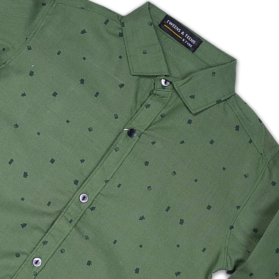Boys' Green Printed Long Sleeve Shirt