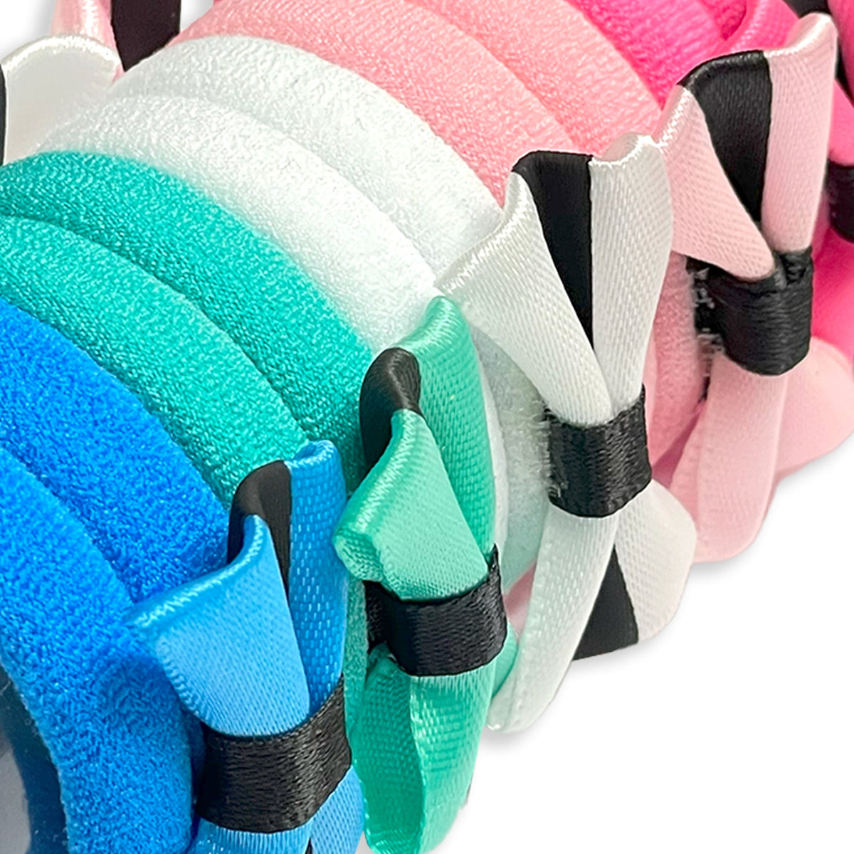 Set of Fabric-Covered Elastic Hair Ties with Ribbon Accents 12 set