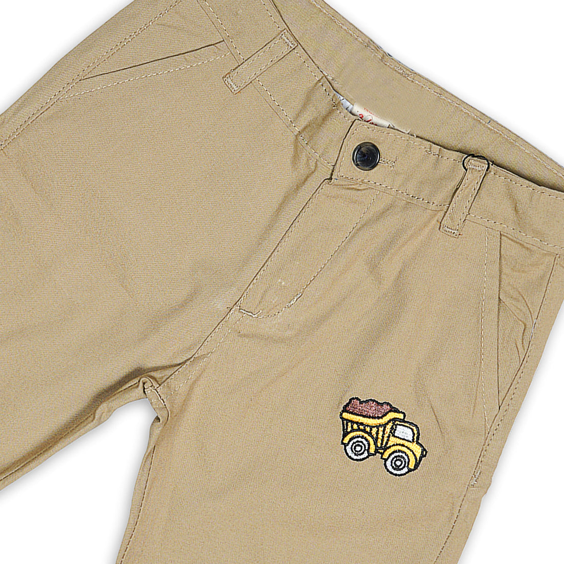 JuniorArm Boys' Khaki Shorts with Truck Appliqué