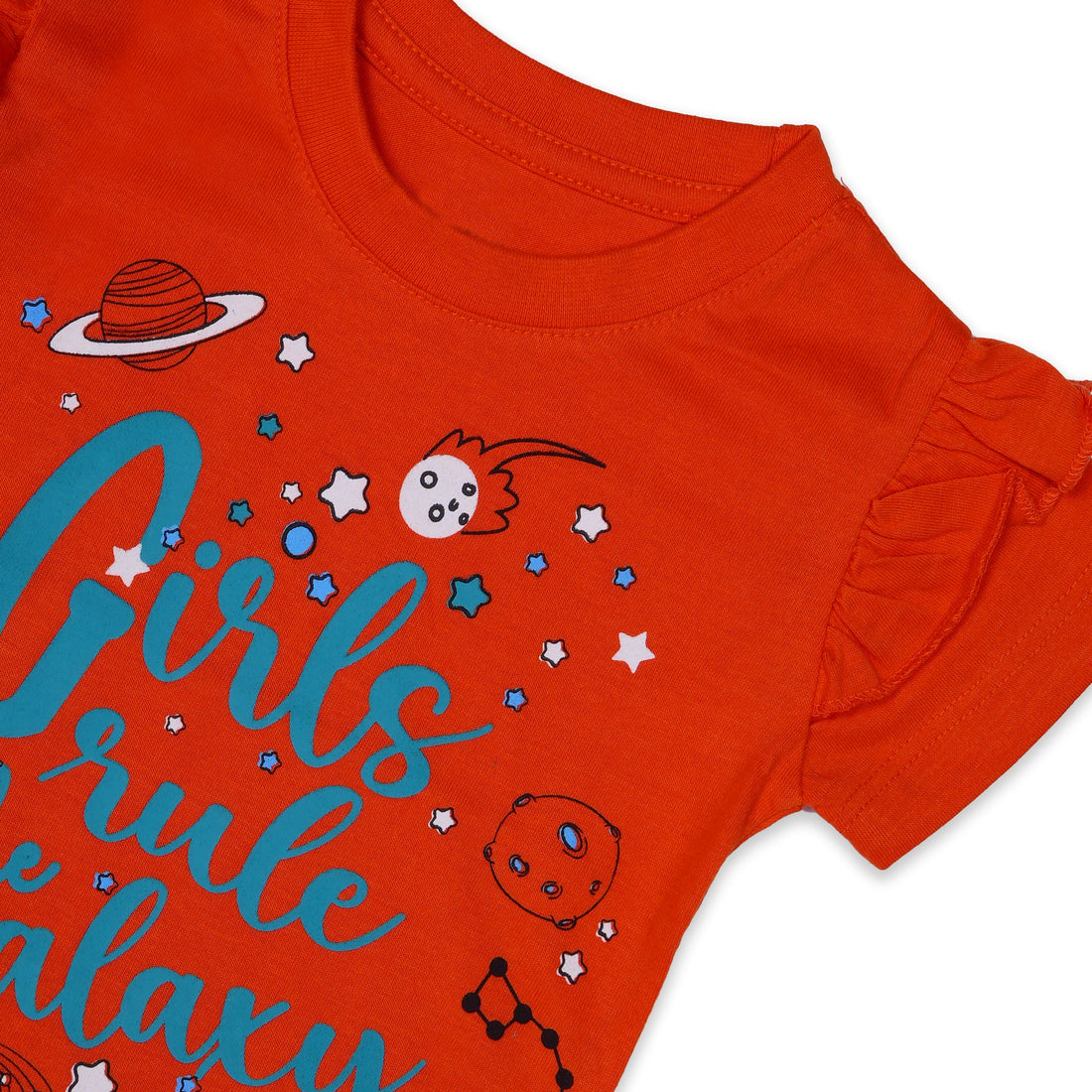 Kjunction Girls' Orange "Girls Rule the Galaxy" Graphic T-Shirt