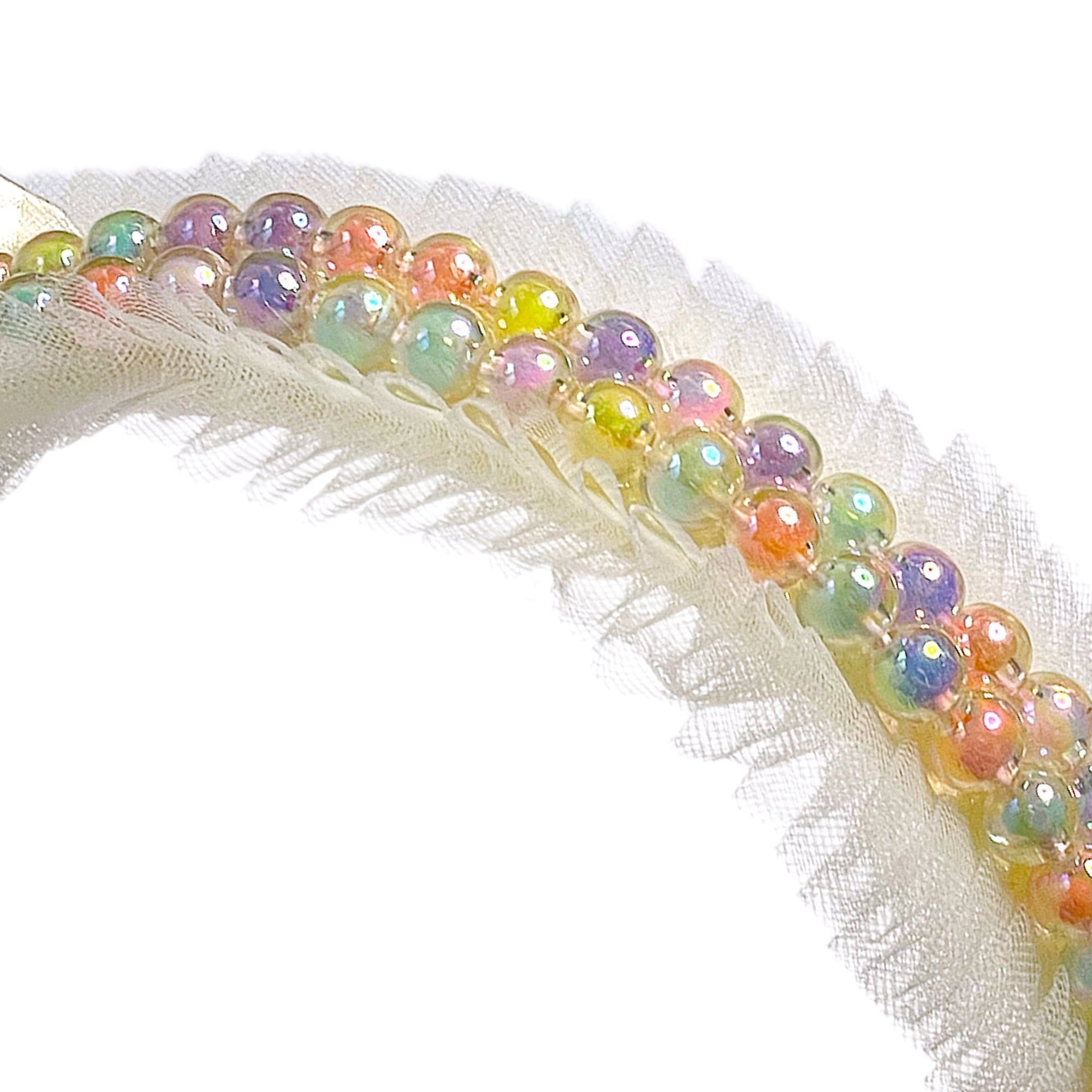 Iridescent Pearl & Feather Halo Hairband