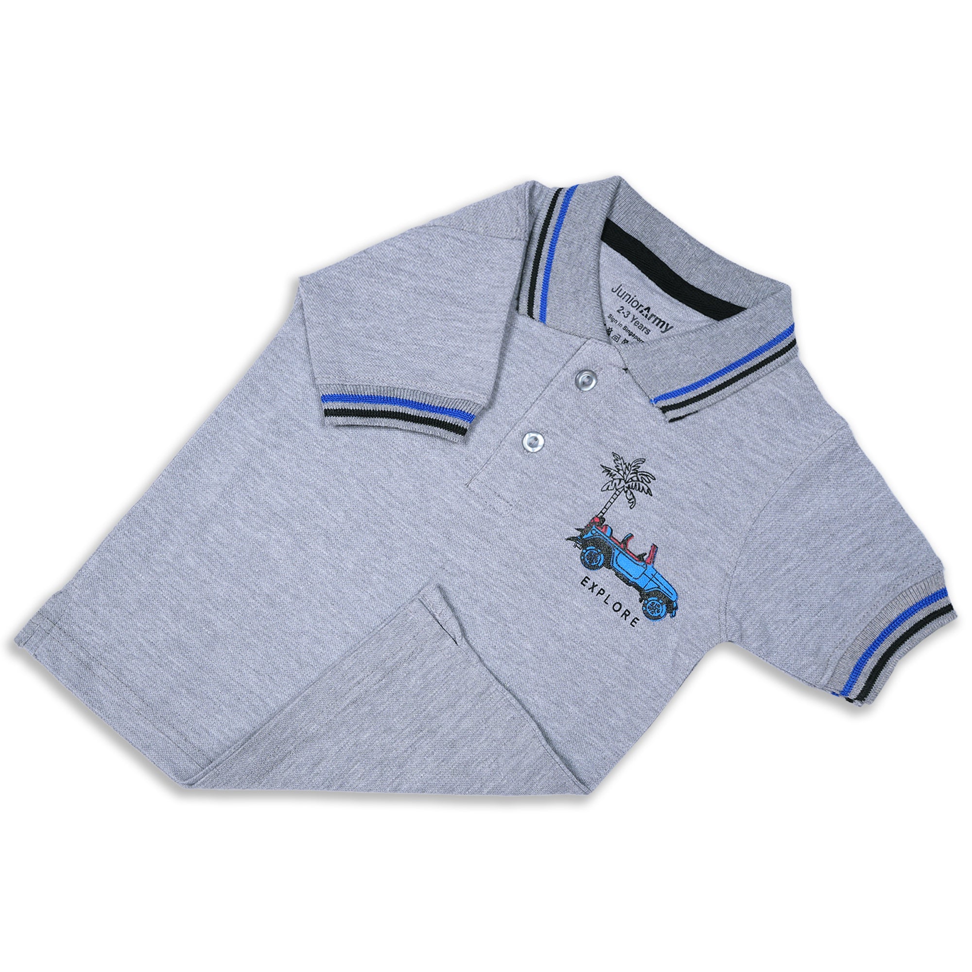 Boys' Grey "Let the Sunshine In" Jeep Graphic Polo Shirt