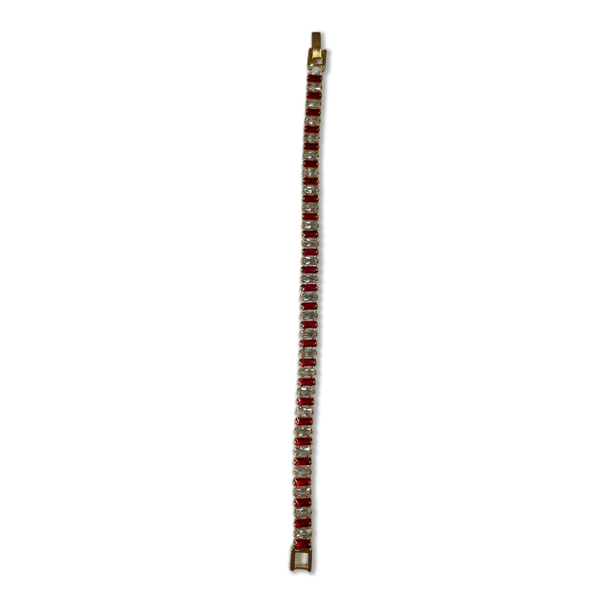 Ruby & Crystal Baguette Link Bracelet