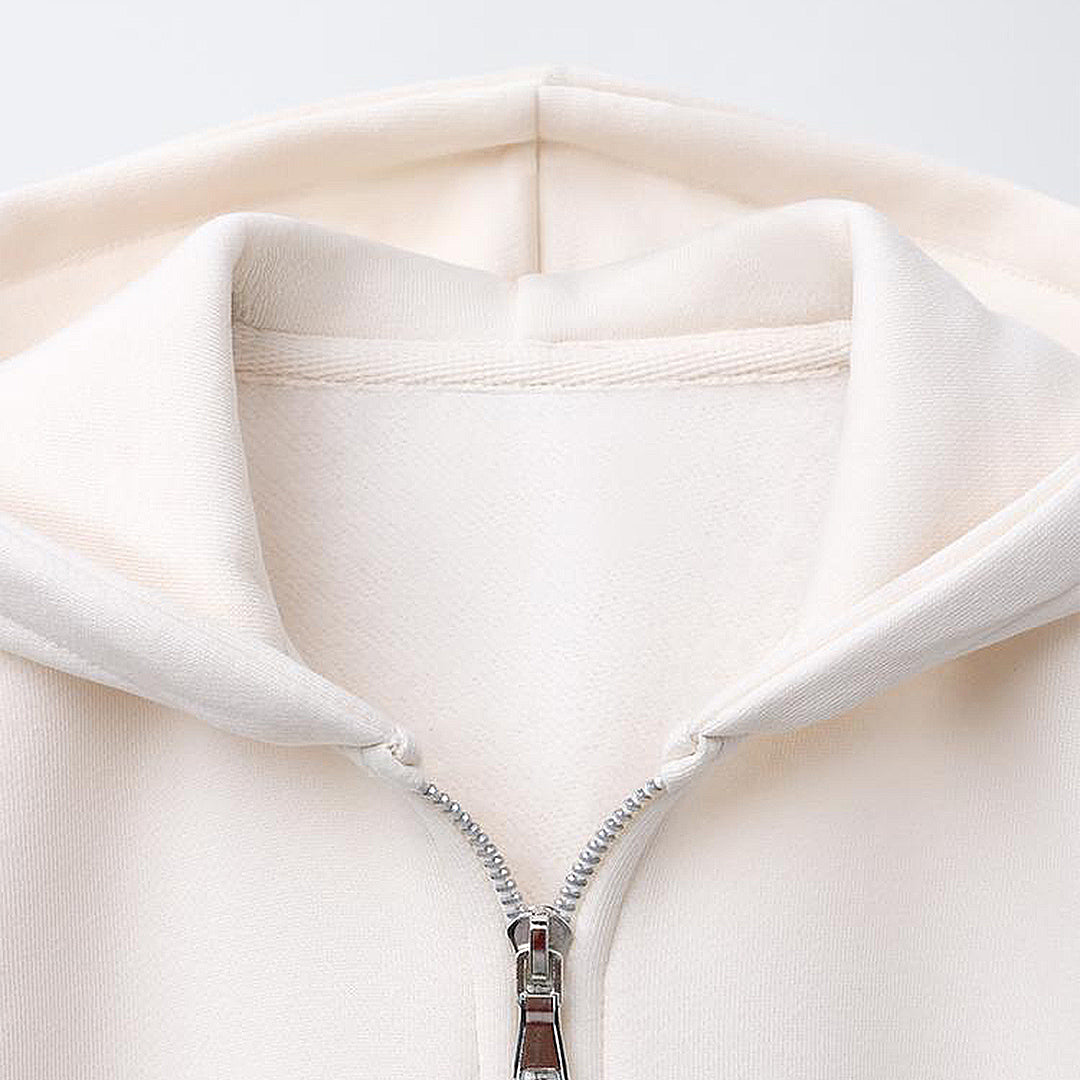 Cozy Oversized Zip-Up Hoodie in Cream