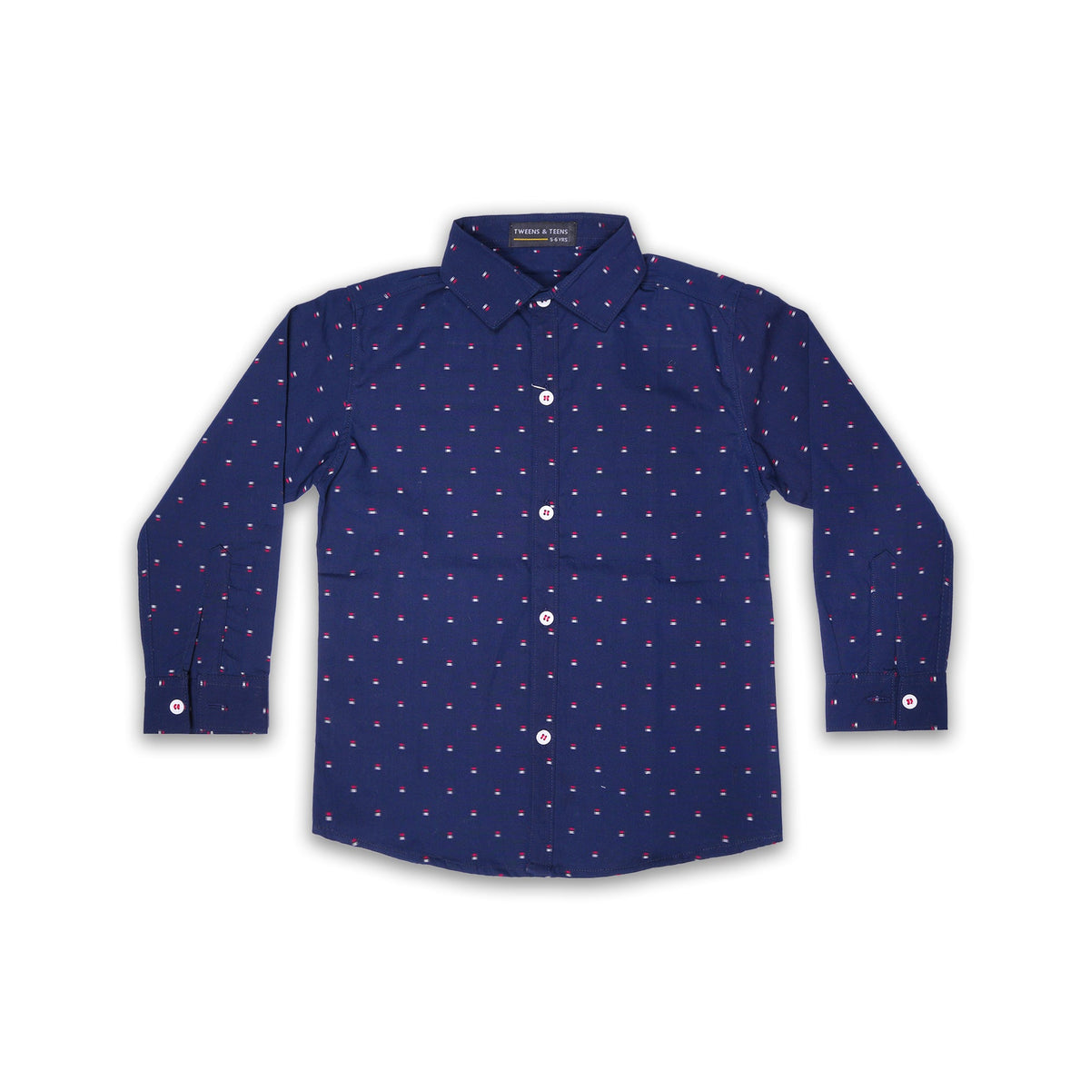 TWEEN A TEEN Boys' Navy Slim Fit Print Casual Shirt