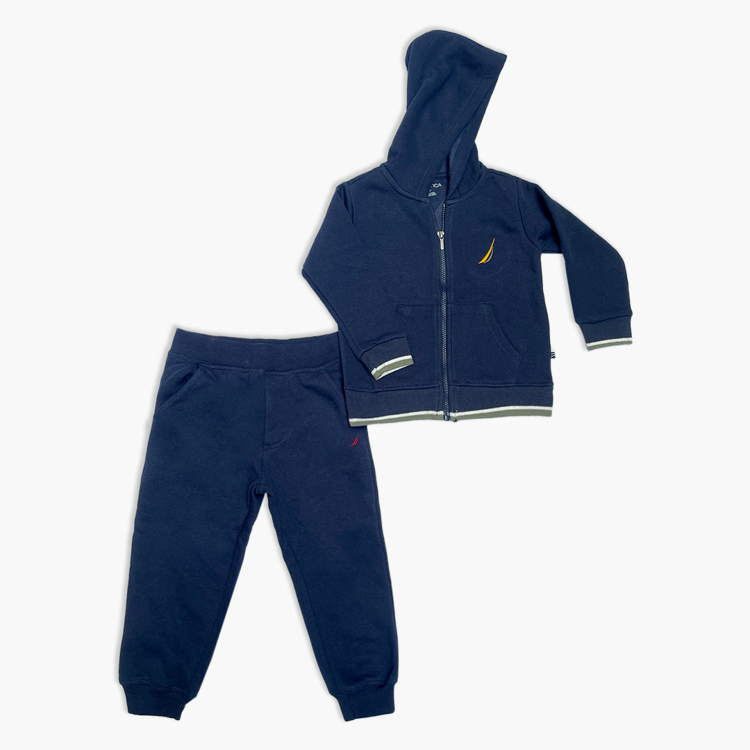 Navy Blue Zip-Up Hoodie & Jogger Tracksuit
