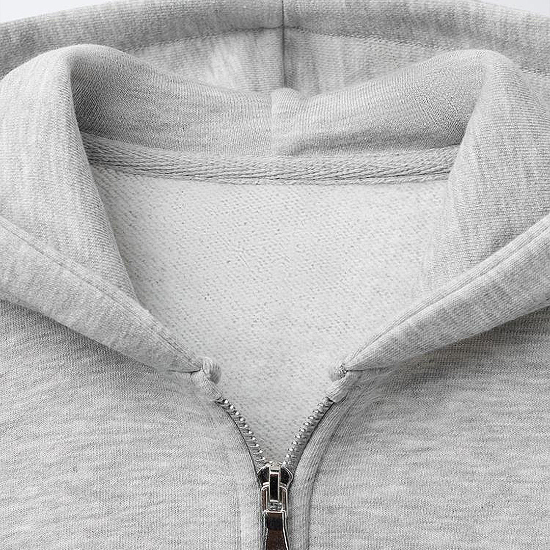 Grey branded Full-Zip Hoodie