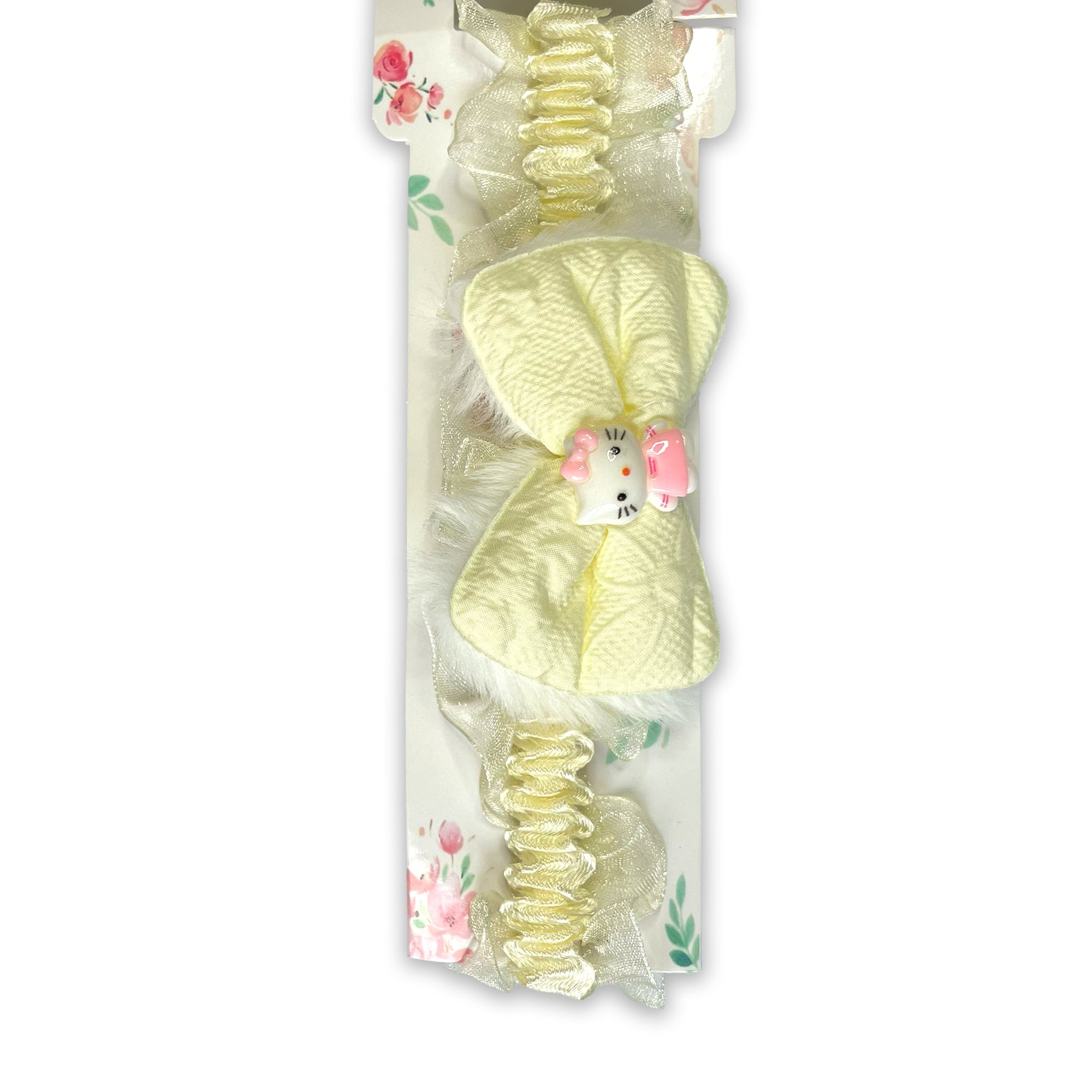 Light Yellow Baby Headband with Bow and Ruffles