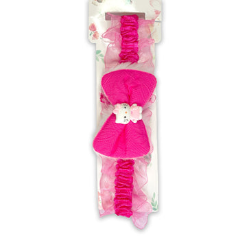 Pink  Baby Headband with Bow and Ruffles