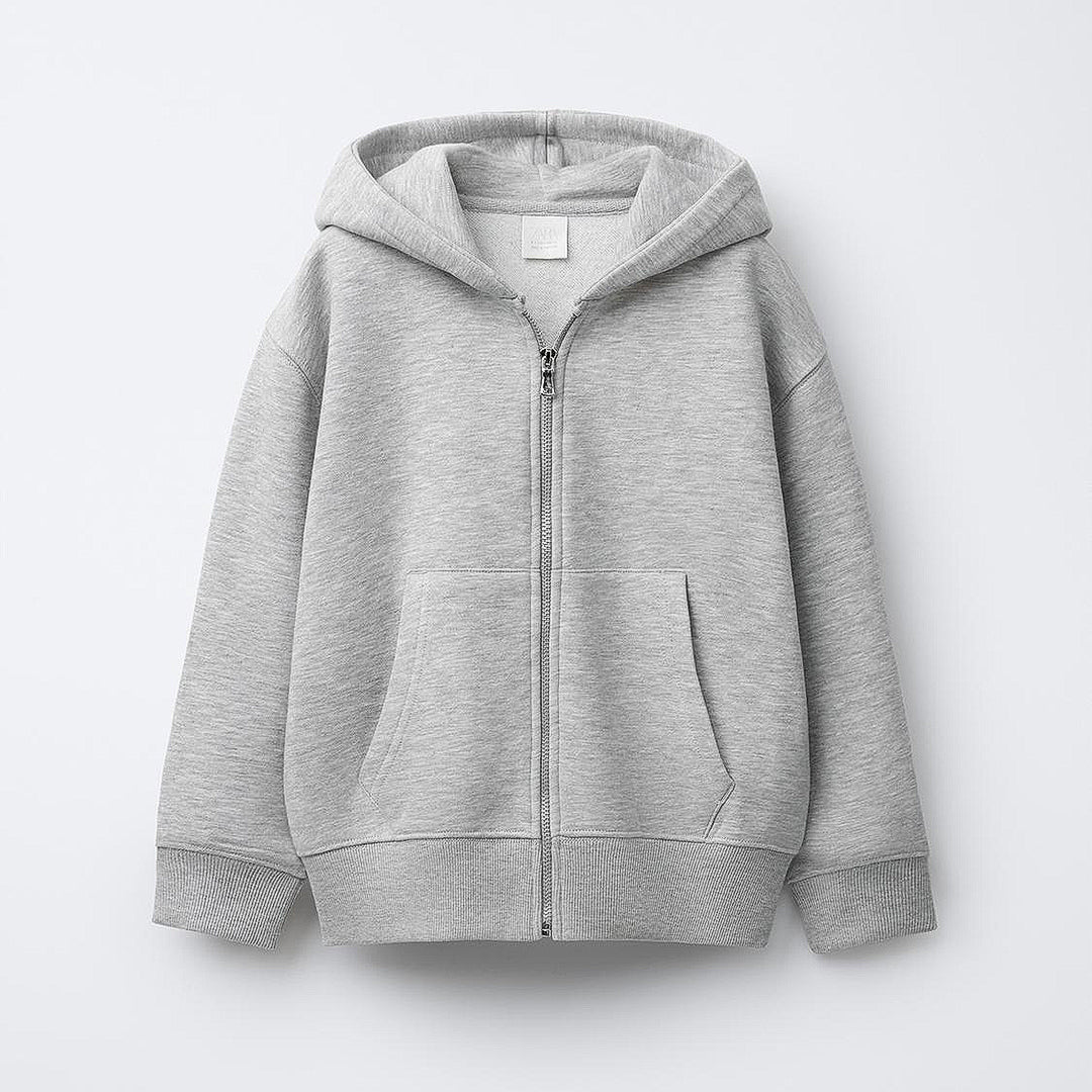 Grey branded Full-Zip Hoodie