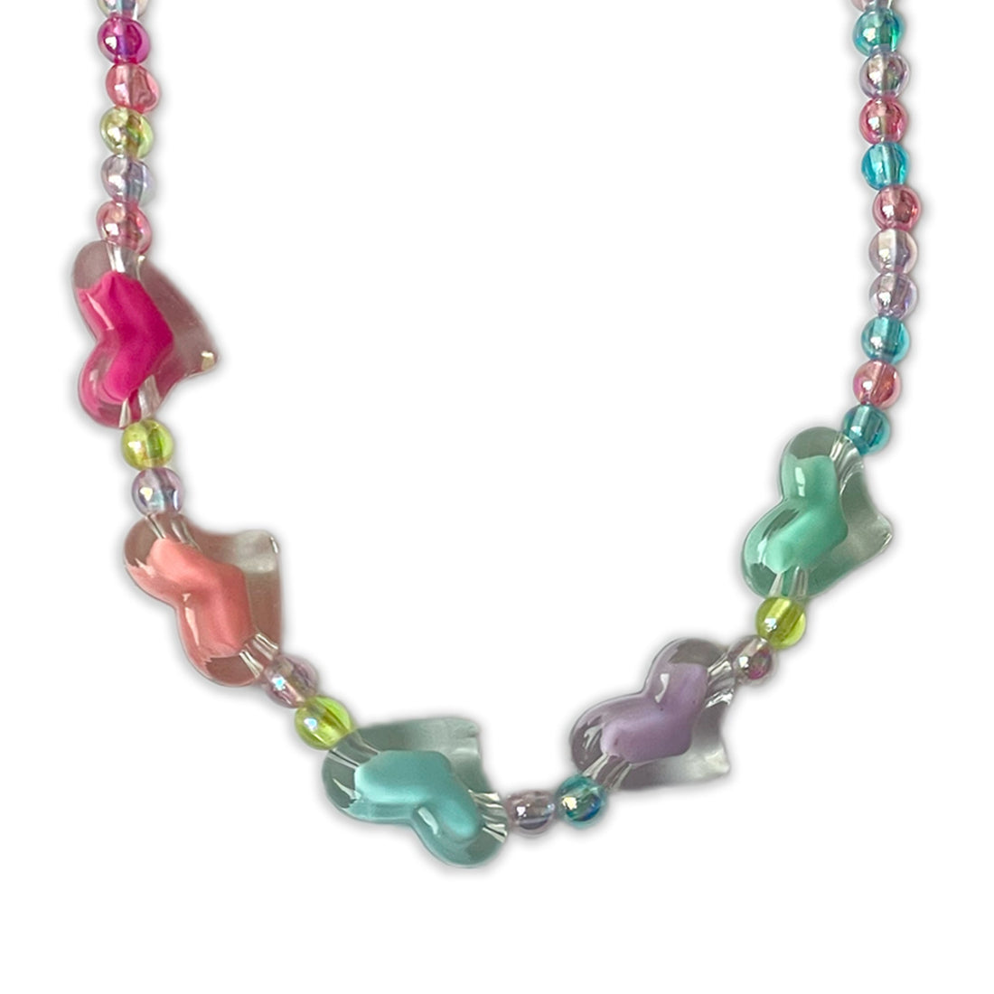Children's Colorful Beaded Necklace and Bracelet Set with Butterfly Charms