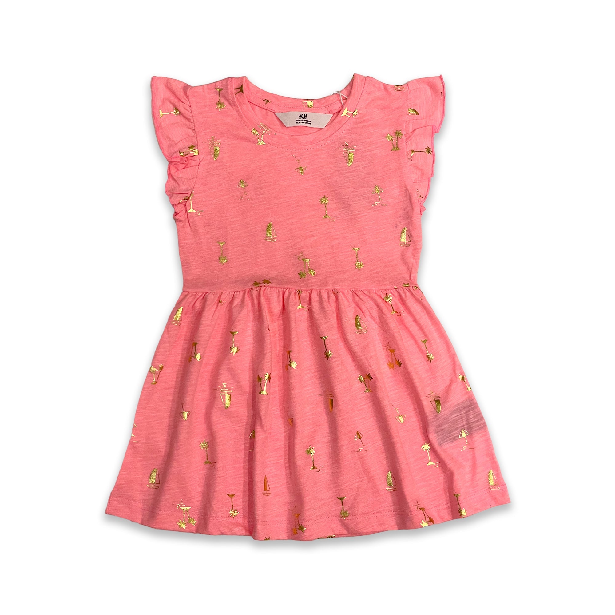Branded H&M Pink Frock With Golden Shine