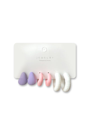 Lavender, Blush & Ivory Hoop Earring Set