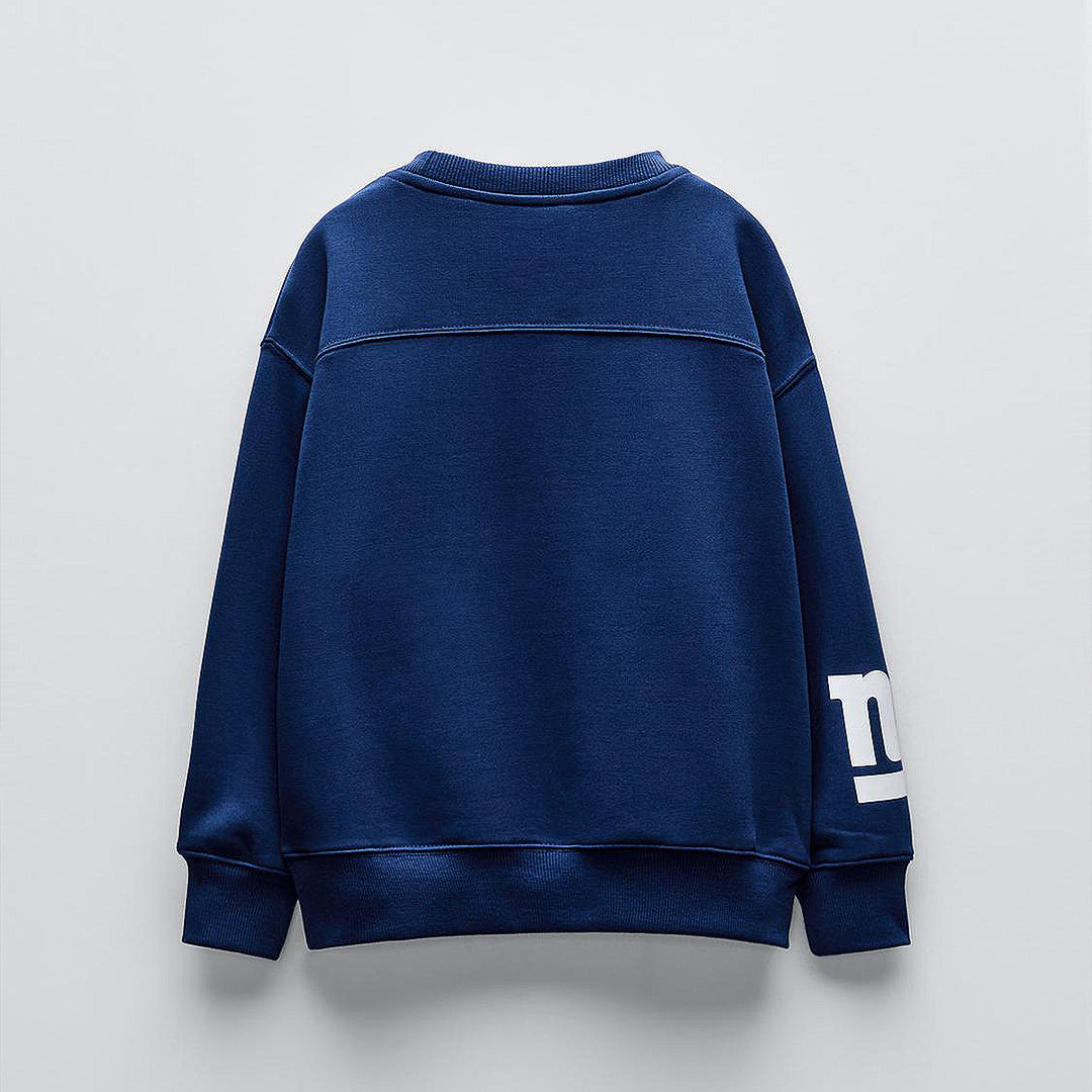 Navy Blue Graphic Crewneck Sweatshirt