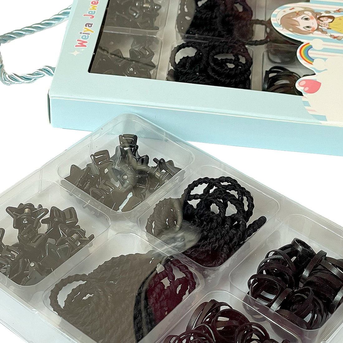 Monochromatic Hair Accessory Kit for Children in Light Blue Box