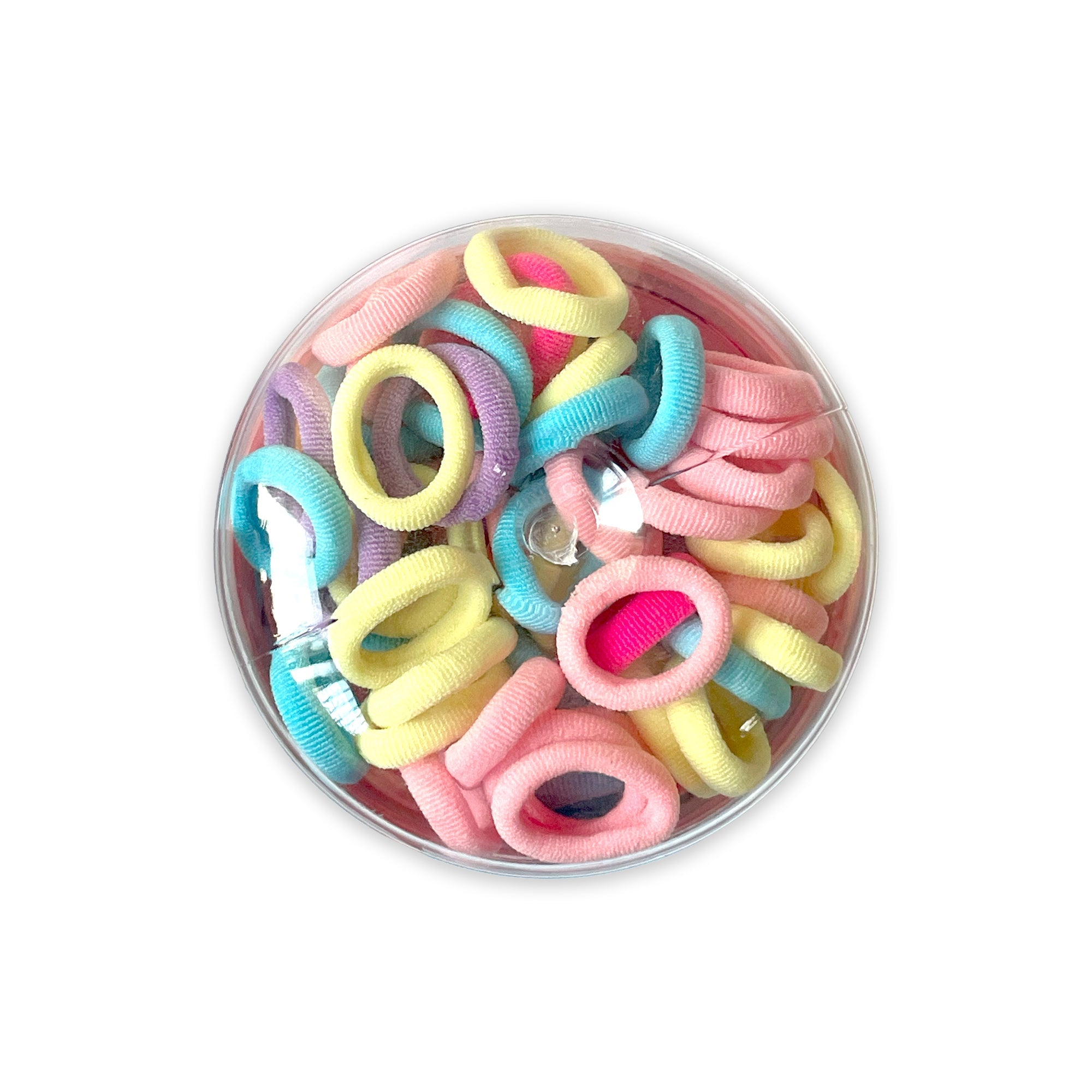 Blue Rubber Bands Multi Colorful Hair Ties and in Stackable Plastic Container