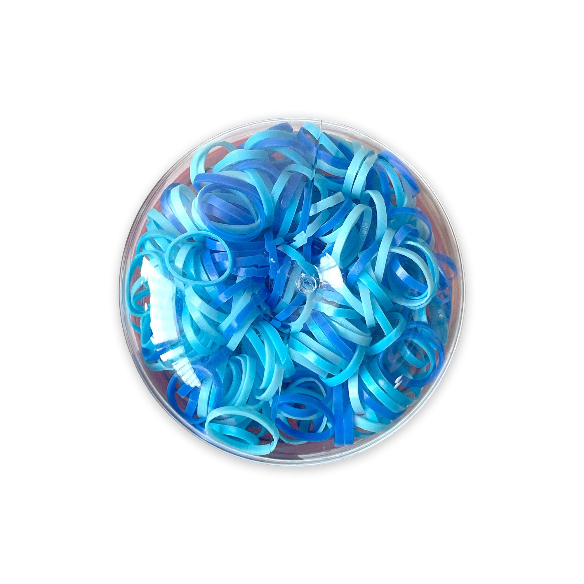 Blue Rubber Bands Multi Colorful Hair Ties and in Stackable Plastic Container