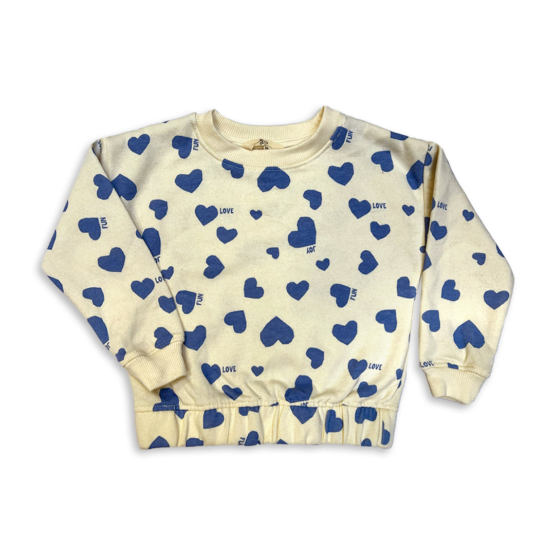 Pale Yellow Sweatshirt with light Blue Print