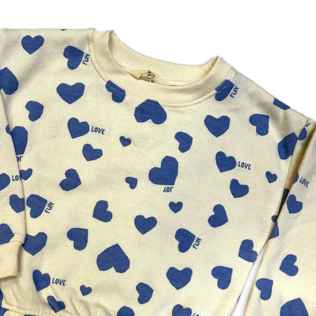Pale Yellow Sweatshirt with light Blue Print