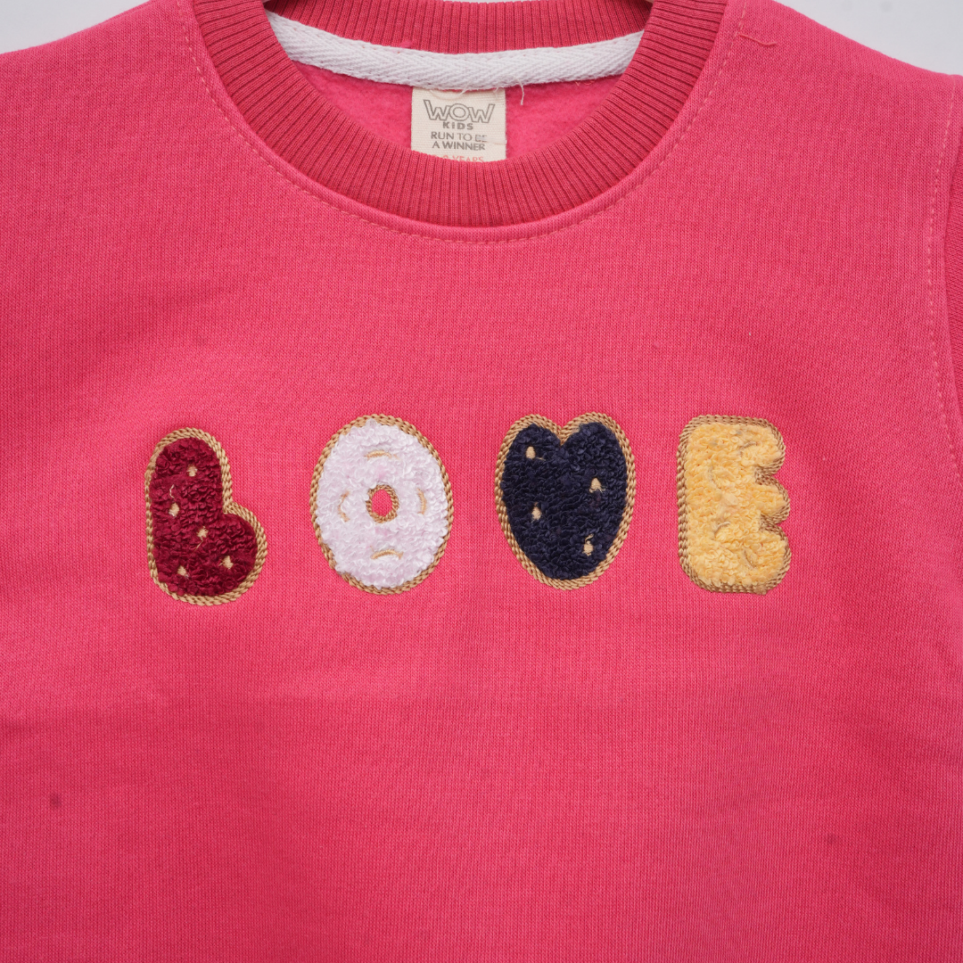 Love Embroidered Sweatshirt- Pink