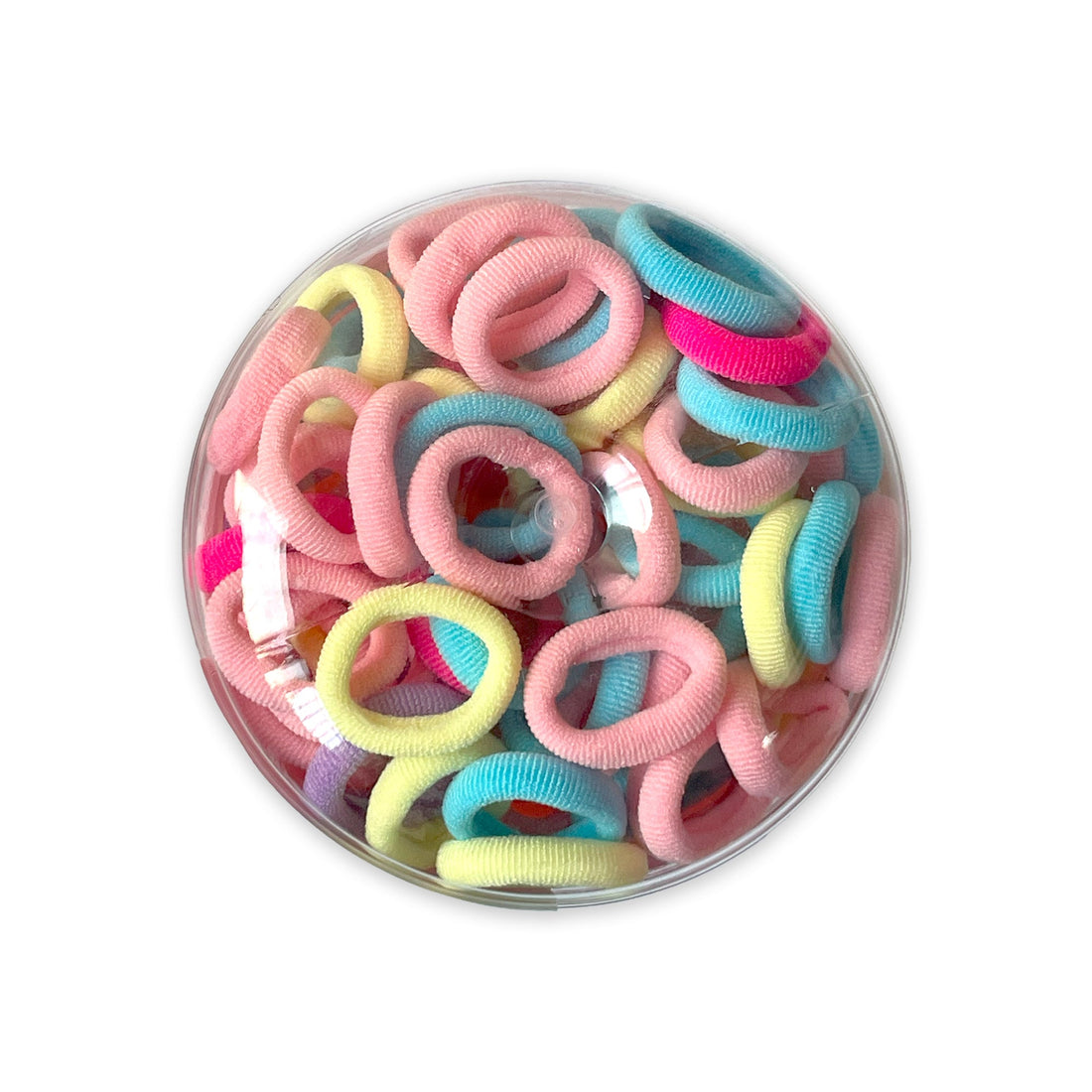 Yellow Rubber Bands Multi Colorful Hair Ties and in Stackable Plastic Container