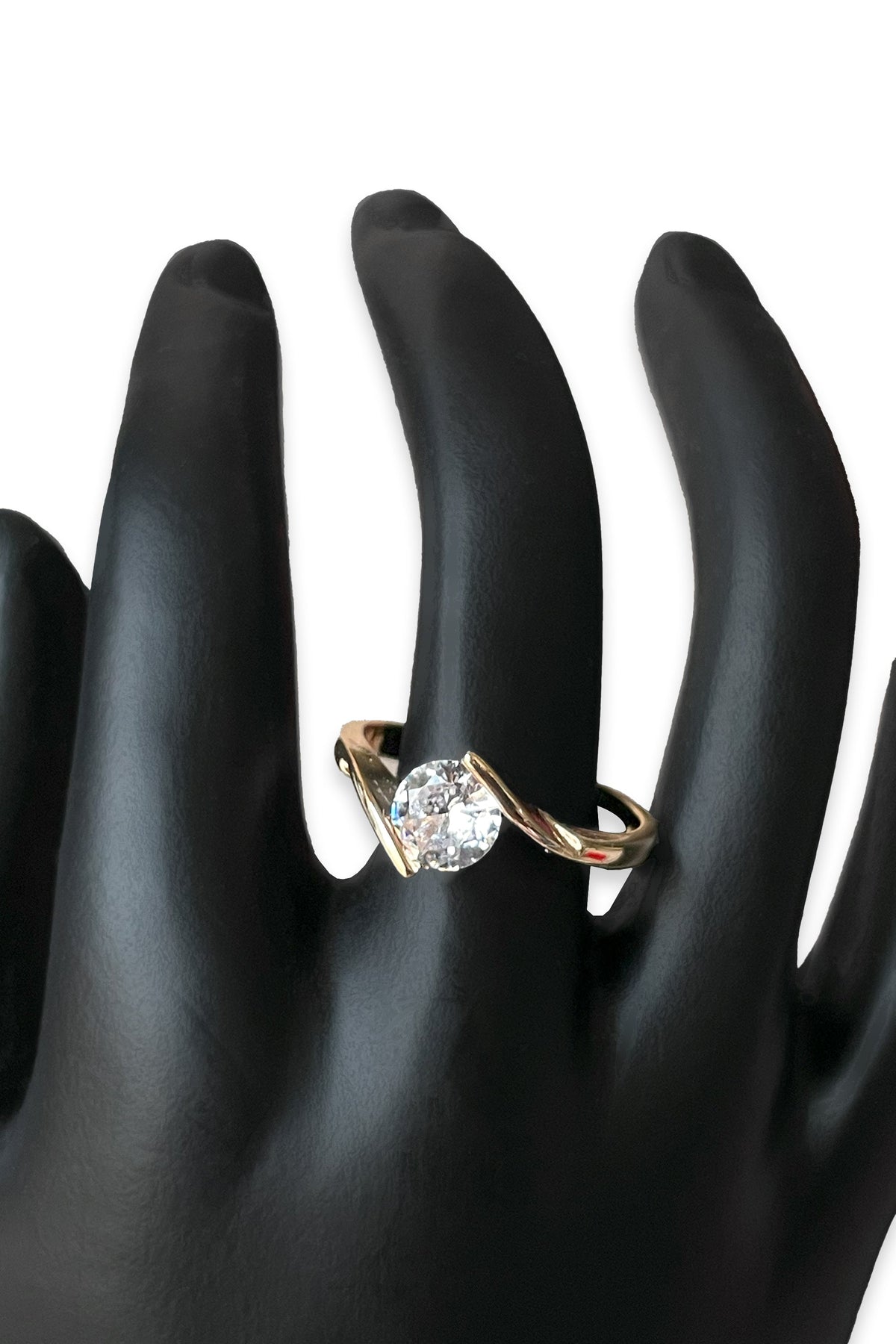 Gold-Tone Swirl Setting Cubic Zirconia Ring