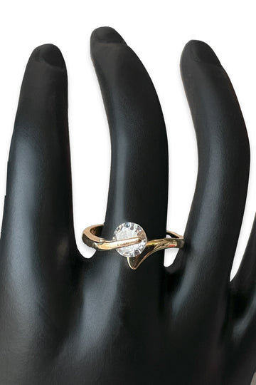 Gold-Tone Floating Cubic Zirconia Ring