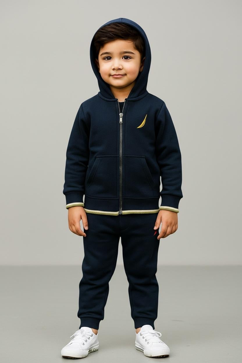 Navy Blue Zip-Up Hoodie & Jogger Tracksuit