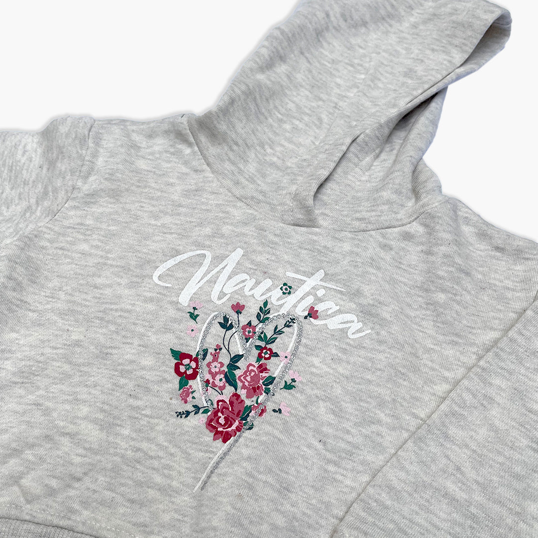 Gray Floral Graphic Hoodie & Jogger Tracksuit