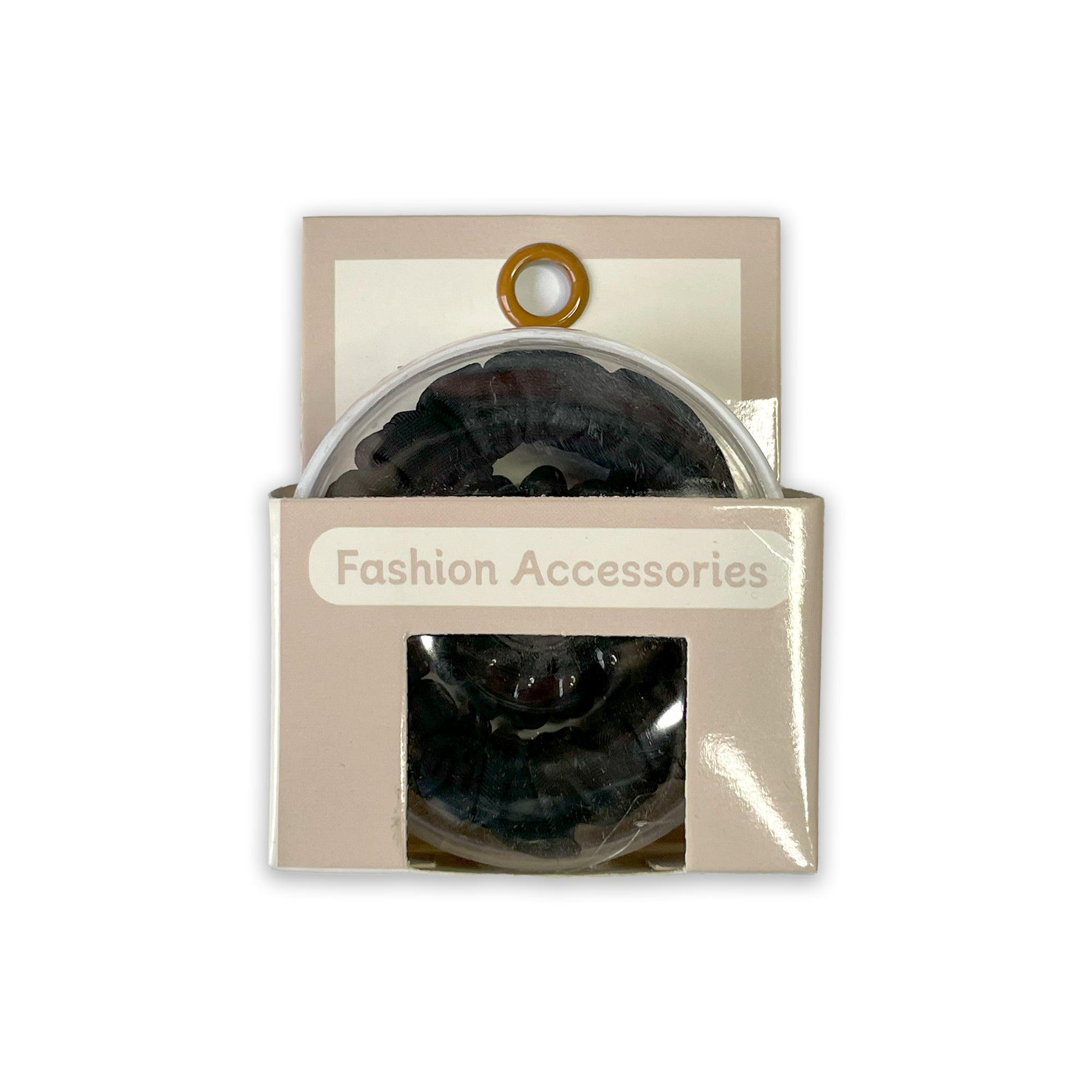 Set of Four Black Hair Ties: Fabric Scrunchies & Spiral Coils
