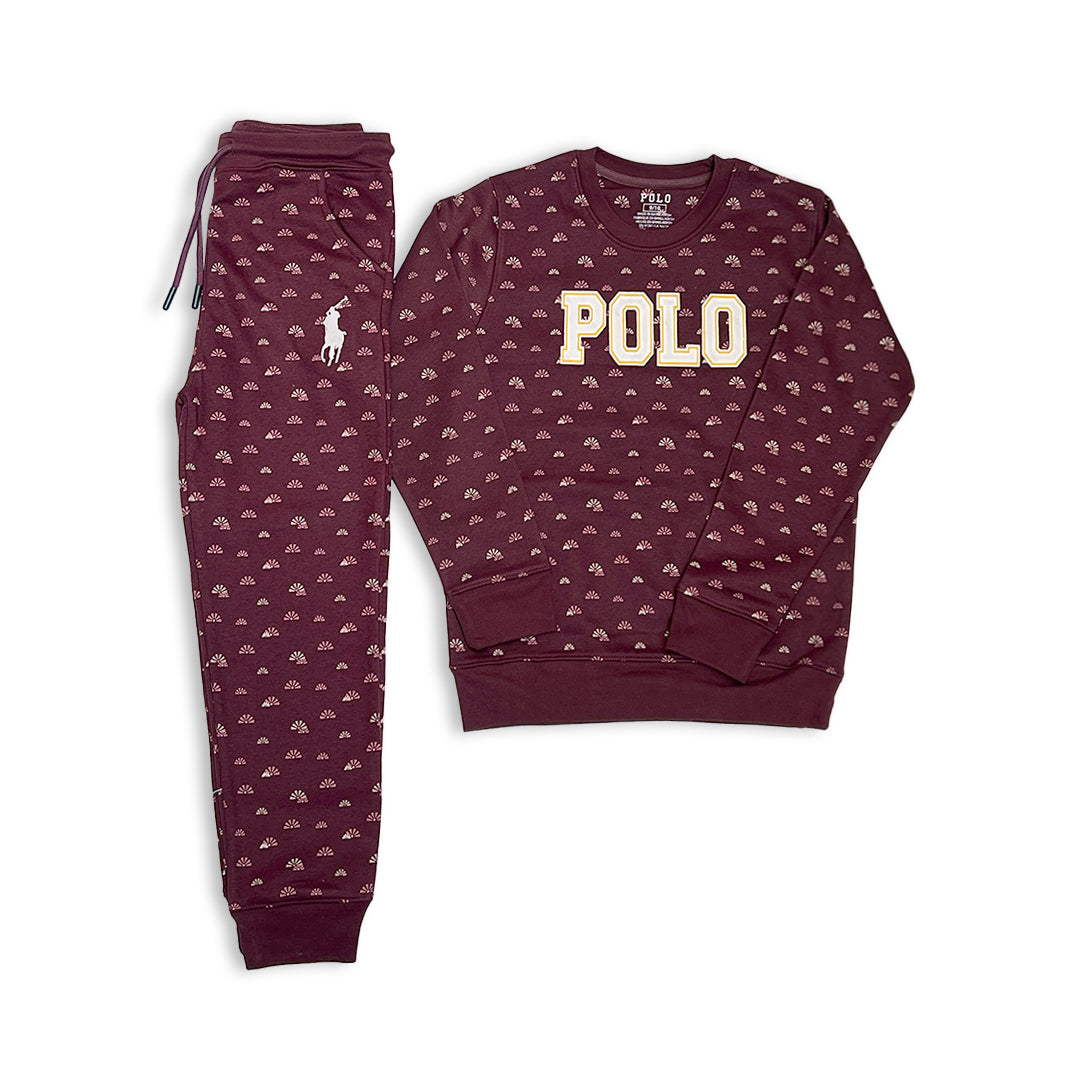 Maroon Logo Sweatshirt and Floral Jogger