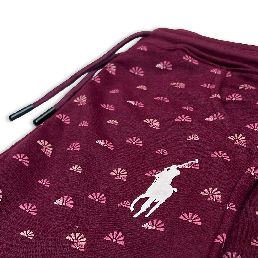 Maroon Logo Sweatshirt and Floral Jogger