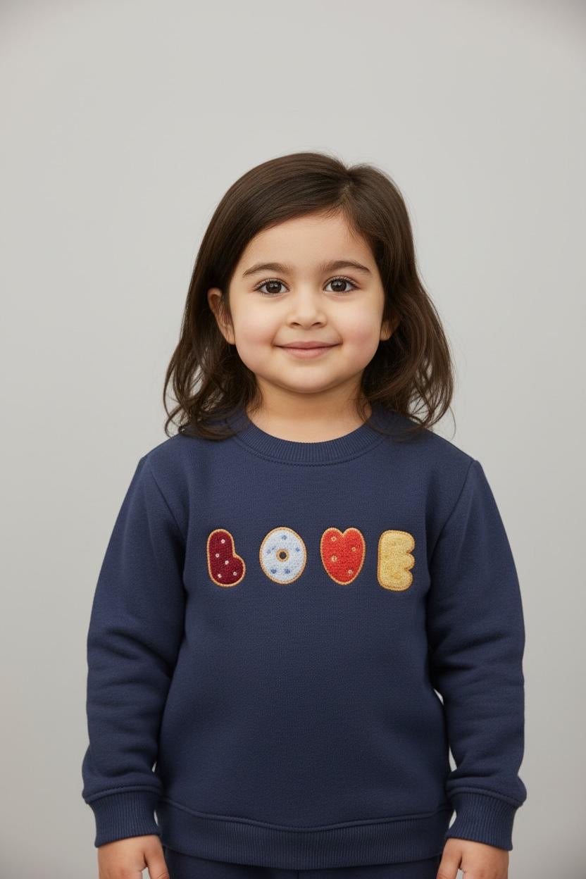 Love Embroidered Sweatshirt - Blue