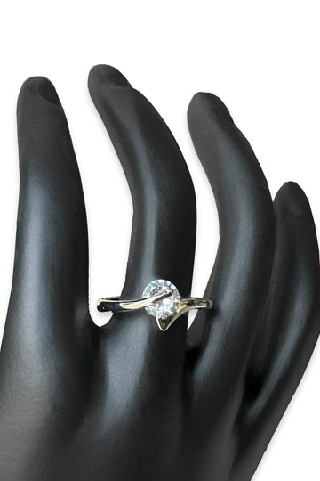 Sterling Silver Tension Set Cubic Zirconia Ring