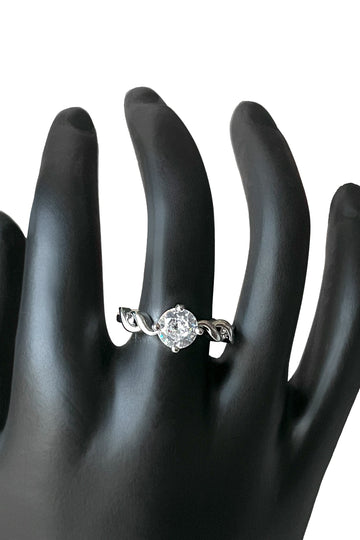 Sterling Silver Marquise Cubic Zirconia Ring with Twisting Detail