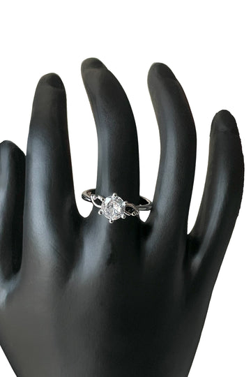 Sterling Silver Marquise Cubic Zirconia Ring with Intertwined Band