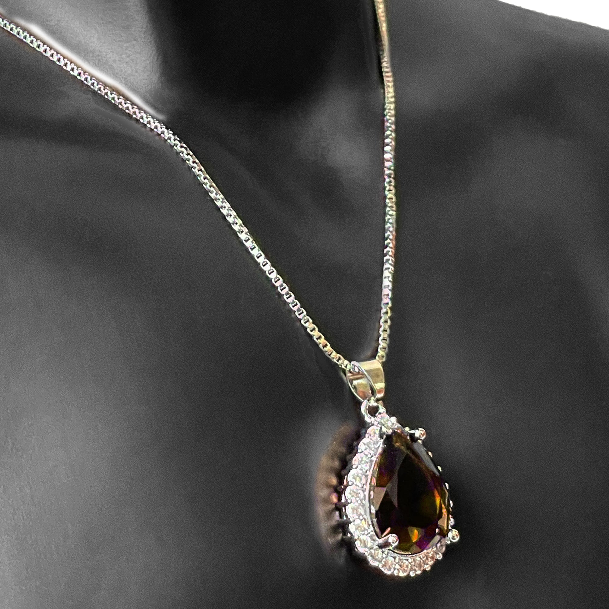 Earring and Necklace Warm Topaz Pear Drop Jewelry Set