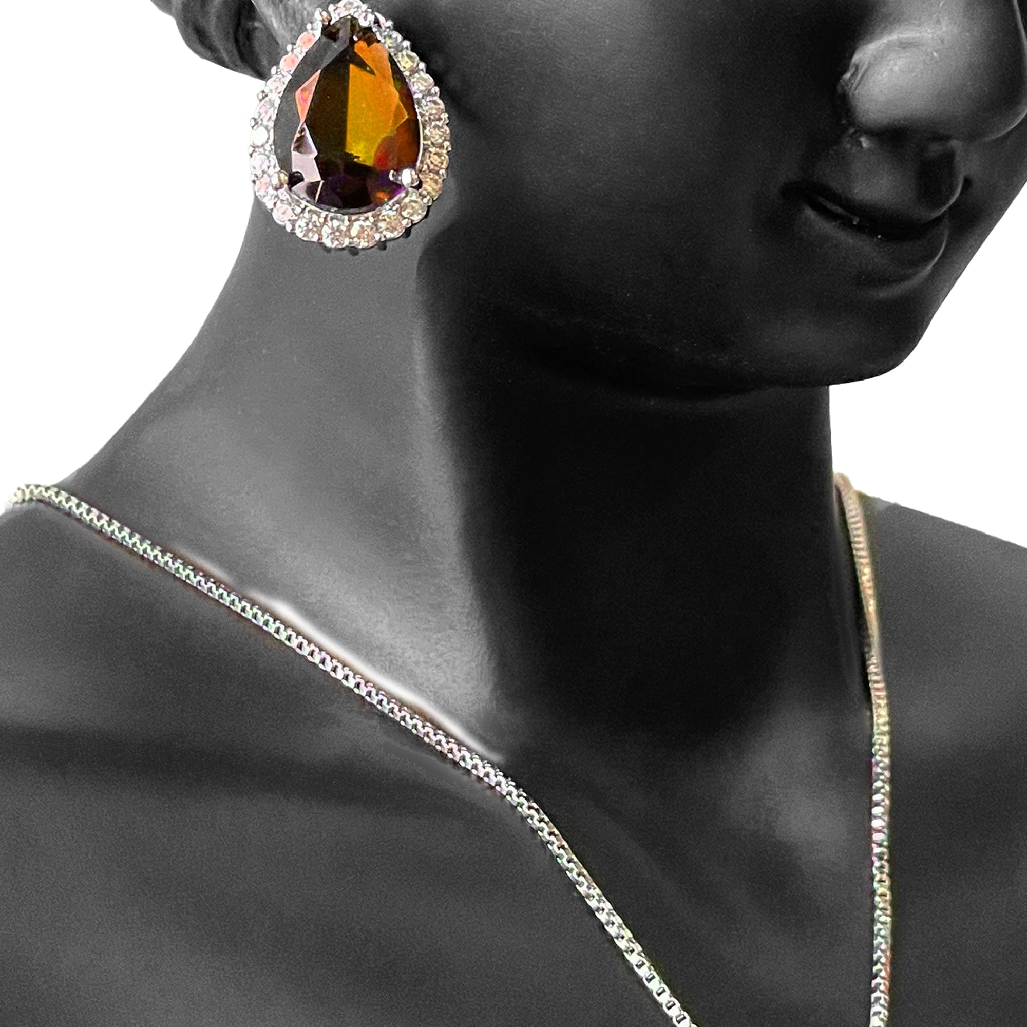 Earring and Necklace Warm Topaz Pear Drop Jewelry Set