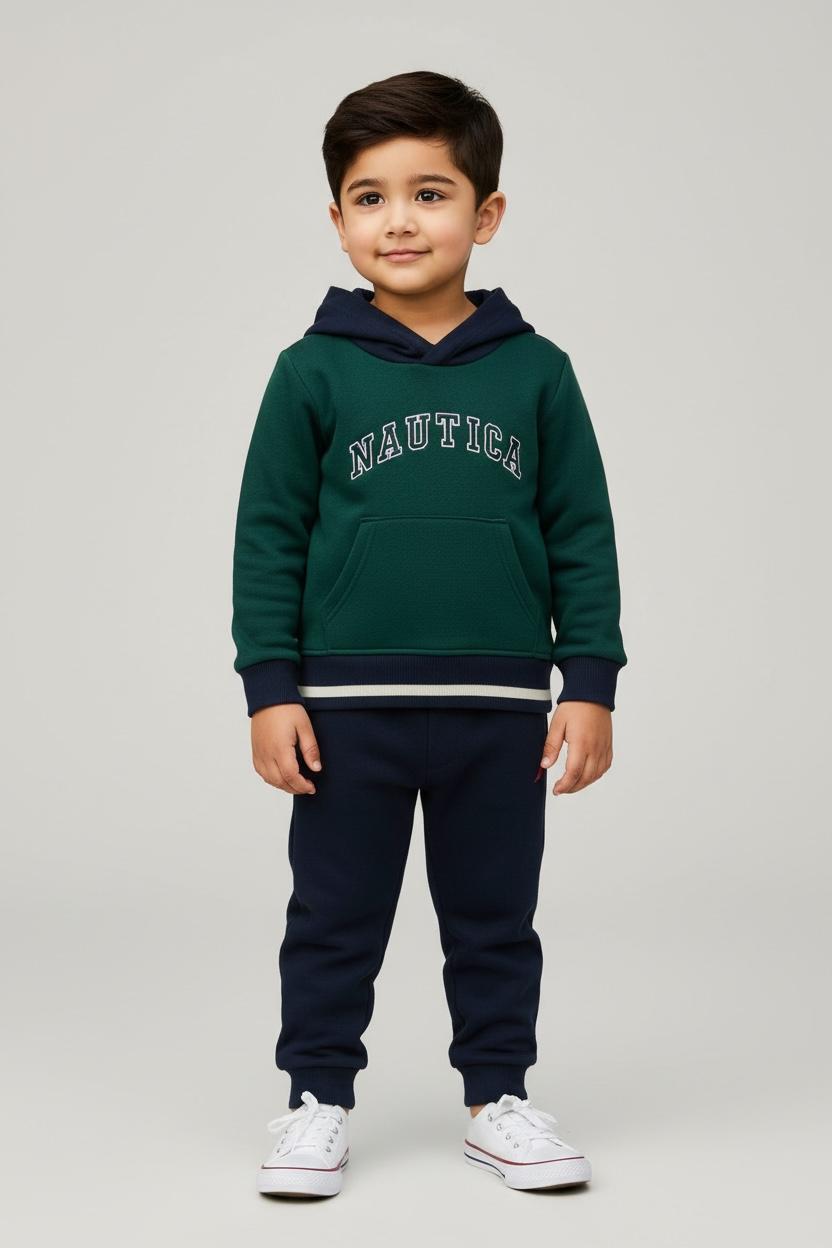 Block Forest Green & Navy Hoodie Tracksuit