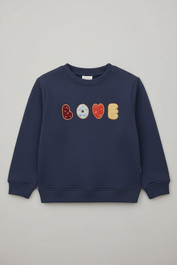 Love Embroidered Sweatshirt - Blue