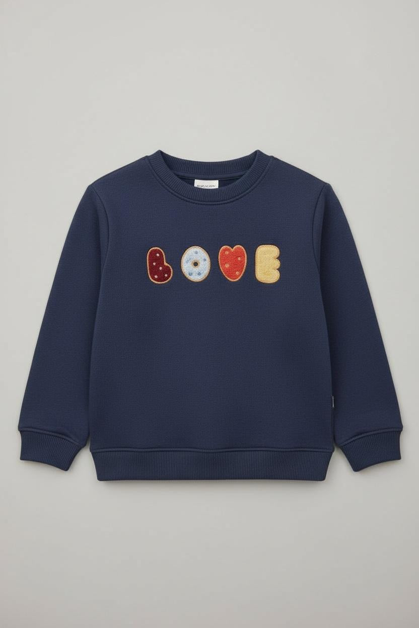 Love Embroidered Sweatshirt - Blue